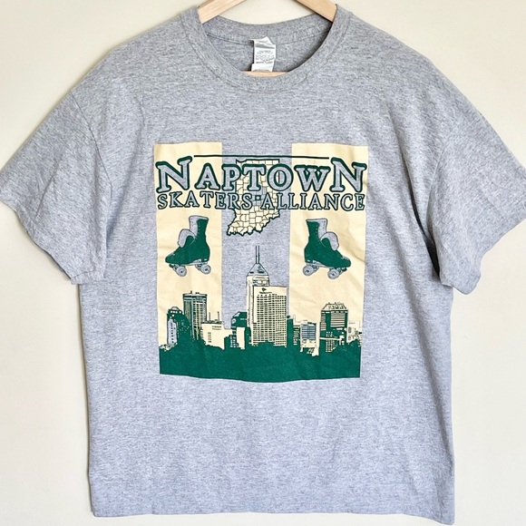Vintage Y2K Naptown Skaters Alliance Indianapolis Graphic Gray T Shirt Adult L - Picture 3 of 9